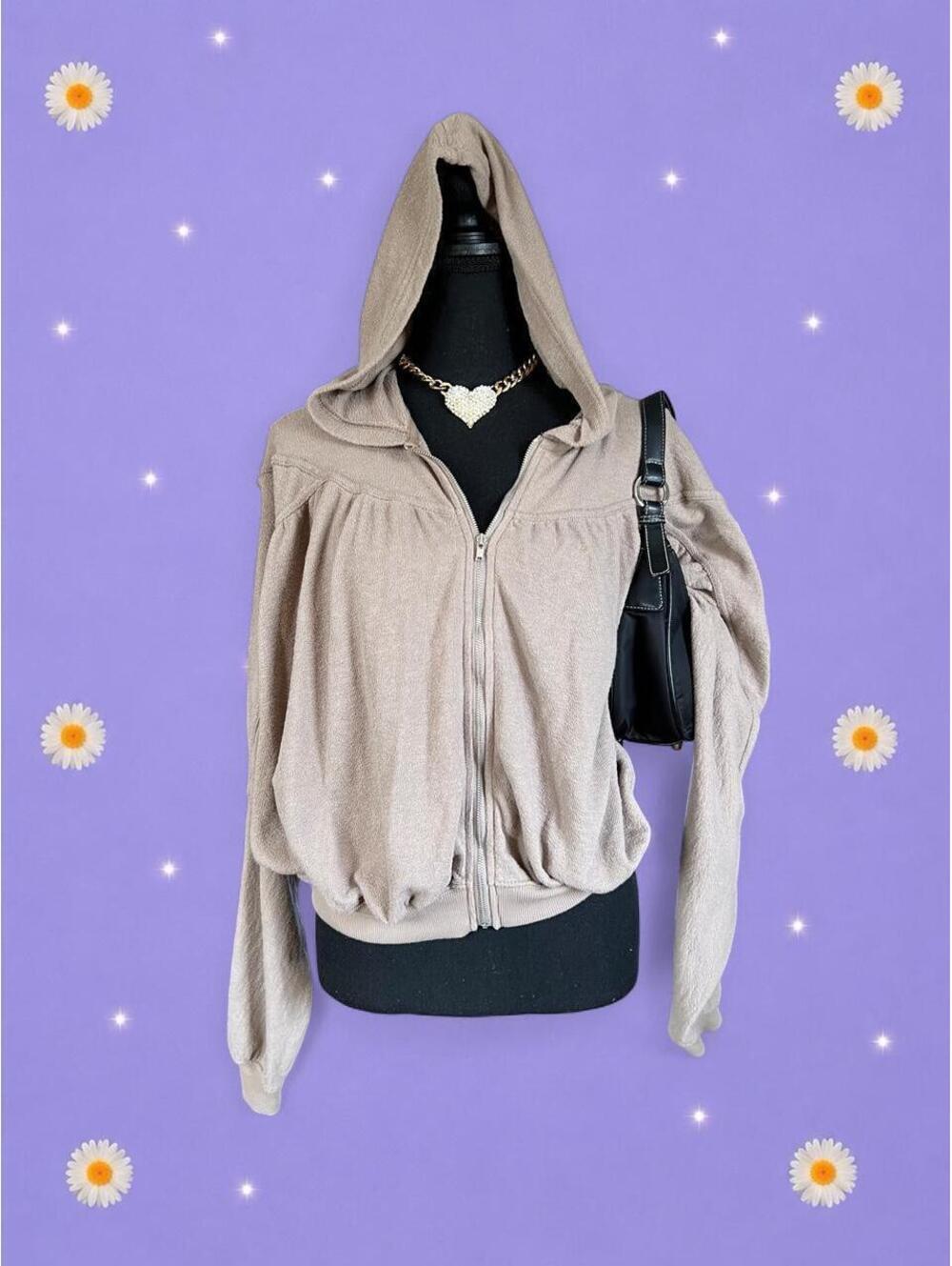 Aerie Coquette Soft Girl Lounge Terry Cloth Oversized Hoodie Size Extra Small 🤎